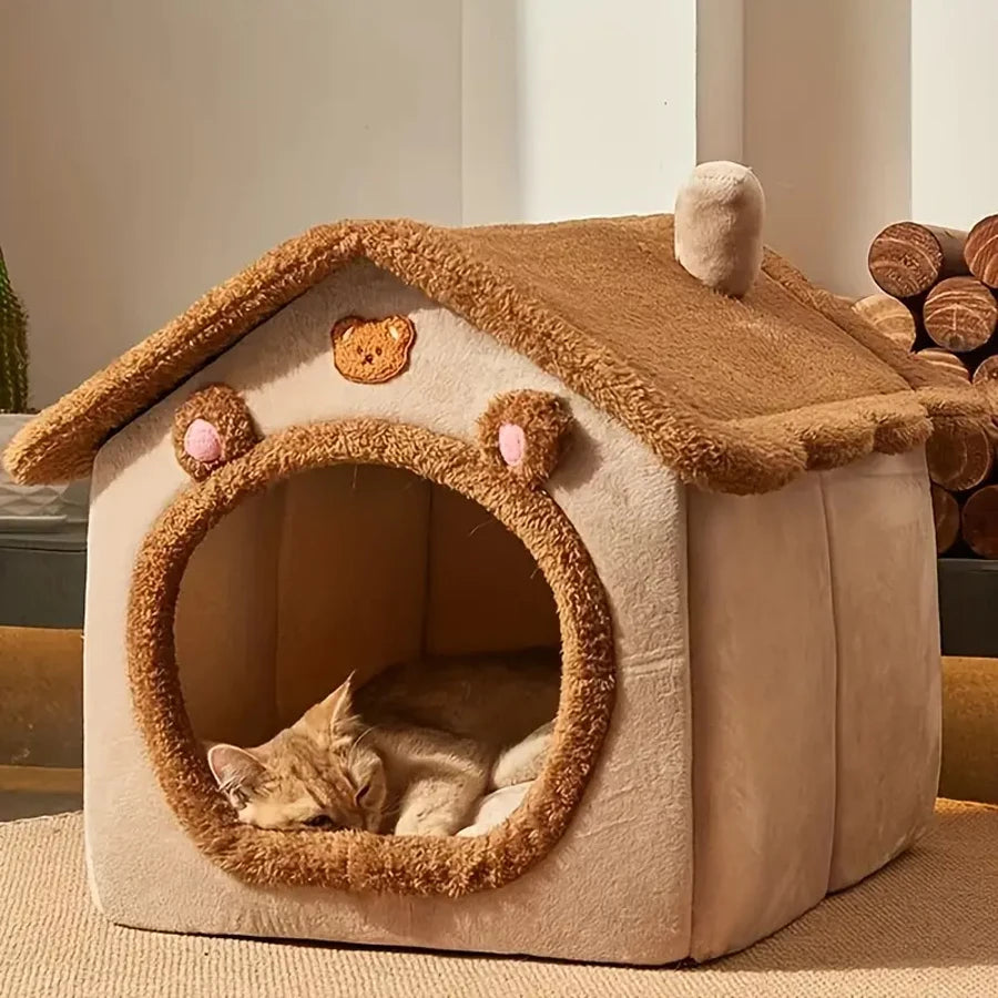 🐾 Casita Plegable para Mascotas – Cueva Sofá para Gatos y Perros Pequeños, Desmontable y Lavable