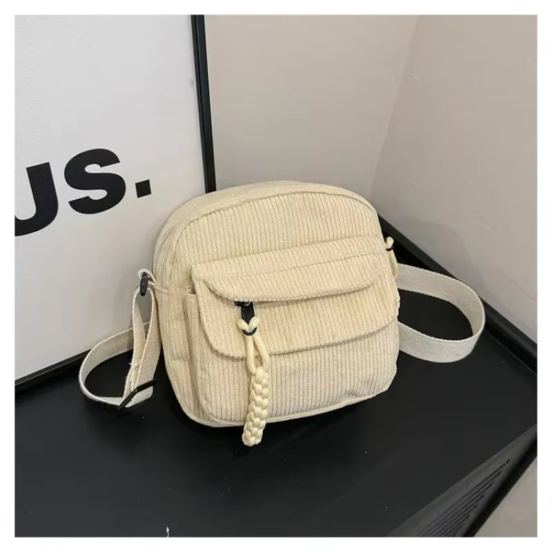 Bolso Cruzado Versátil Simple, Bolso Cuadrado Pequeño Informal a La Moda, Bolso De Hombro Personalizado Para Ir Al Trabajo, Tendencia Unisex De Pana