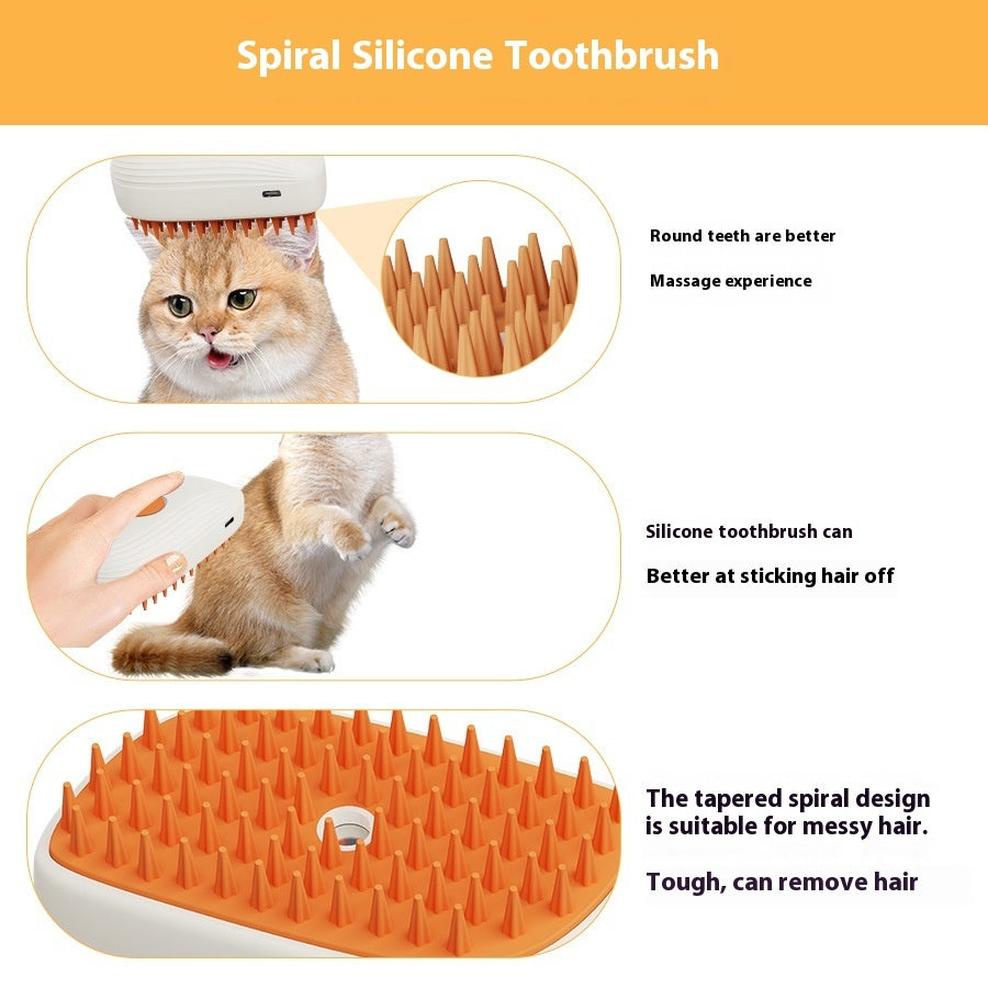 Cepillo de Vapor Recargable para Mascotas - Masajeador y Desenredador USB