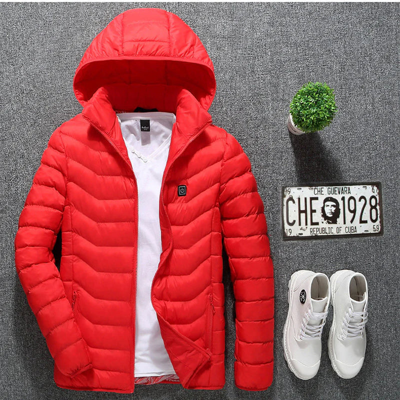 Nueva chaqueta con calefacción, chaqueta eléctrica USB, abrigo de algodón, ropa térmica, chaleco calefactable, ropa de hombre para invierno 🧥⚡❄️