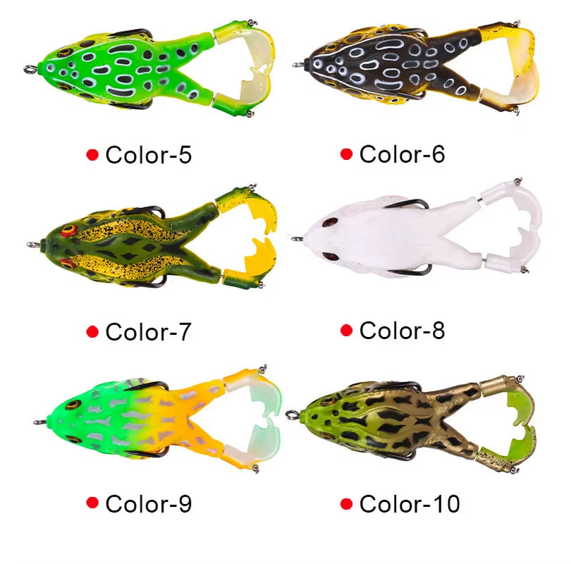 Flysand-Señuelo De Rana De Plástico, Cebo De Tubo Suave Con Ganchos De Pesca, Topwater Ray Frog, 3D Ojos Artificiales, Pesca De Carpa