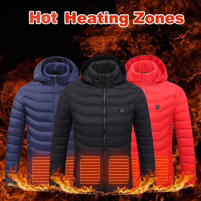 Nueva chaqueta con calefacción, chaqueta eléctrica USB, abrigo de algodón, ropa térmica, chaleco calefactable, ropa de hombre para invierno 🧥⚡❄️