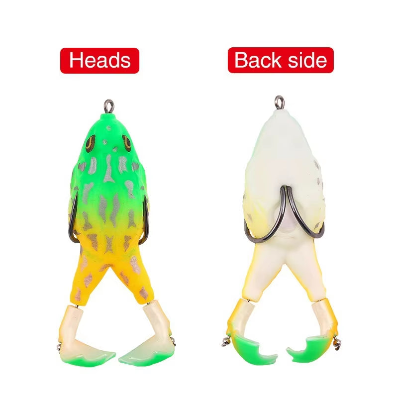 Flysand-Señuelo De Rana De Plástico, Cebo De Tubo Suave Con Ganchos De Pesca, Topwater Ray Frog, 3D Ojos Artificiales, Pesca De Carpa