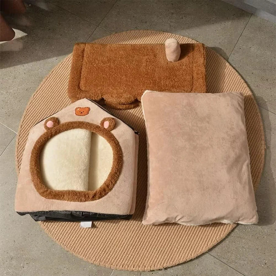 🐾 Casita Plegable para Mascotas – Cueva Sofá para Gatos y Perros Pequeños, Desmontable y Lavable
