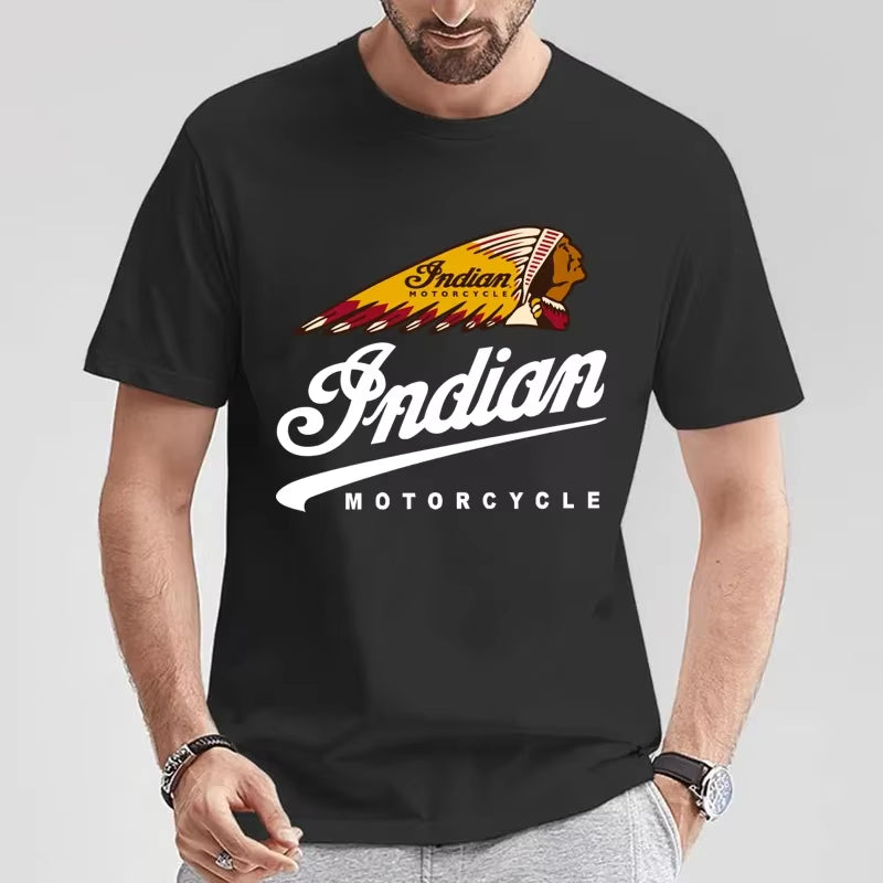 Camiseta Informal Para Hombre, Camisa Con Estampado De Los Indios Para Motocicleta, De Gran Tamaño, Para Motorista, Cafe Racer, Chopper, Ropa De Calle Vintage, S-3XL, 2025