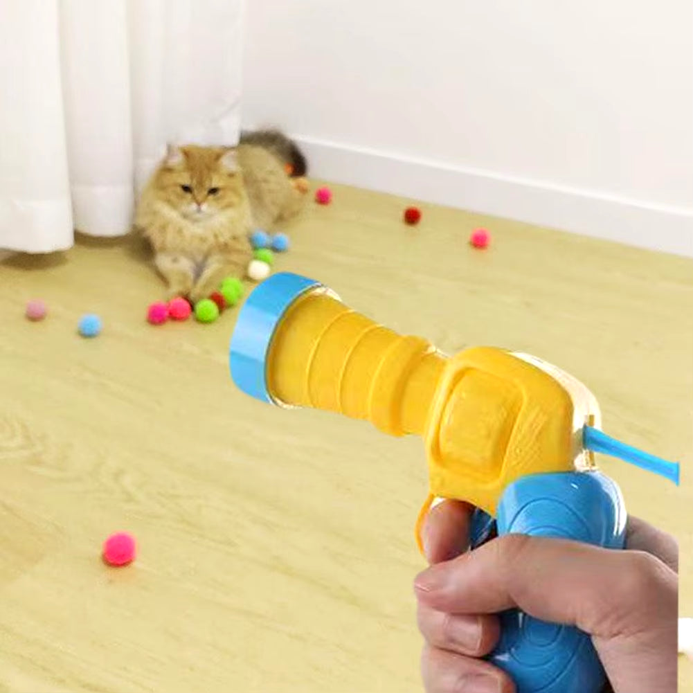 Juguetes De Lanzamiento Interactivo Para Gatos, Juguete De Entrenamiento Para Mascotas, Mini Juegos De Pistola De Tiro Creativa, Bola De Felpa Elástica, Suministros Para Mascotas
