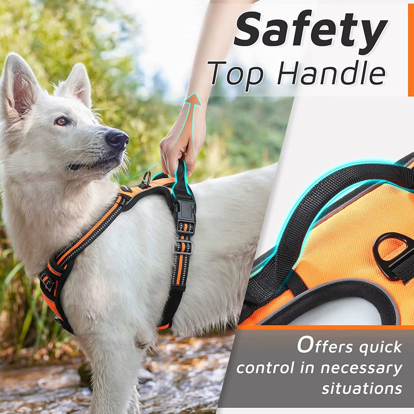No Pull Dog Harness for Large Dogs,With Reflective Strips and Control Handle, Adjustable and Comfortable,No Choke Pet Harness 