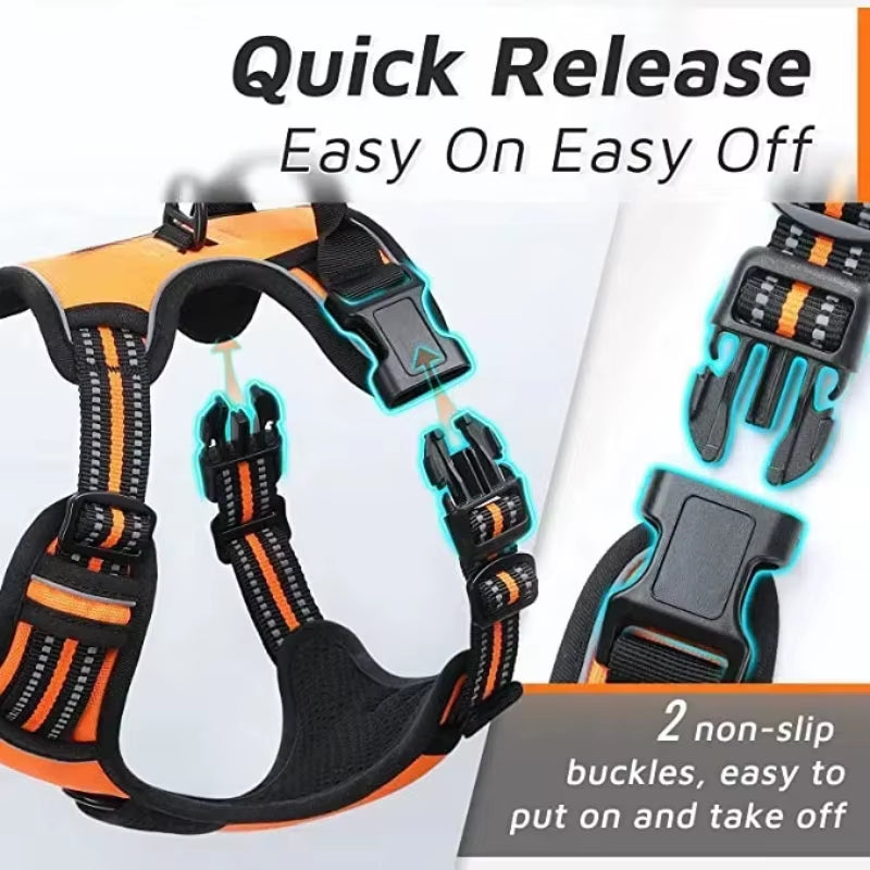 No Pull Dog Harness for Large Dogs,With Reflective Strips and Control Handle, Adjustable and Comfortable,No Choke Pet Harness 