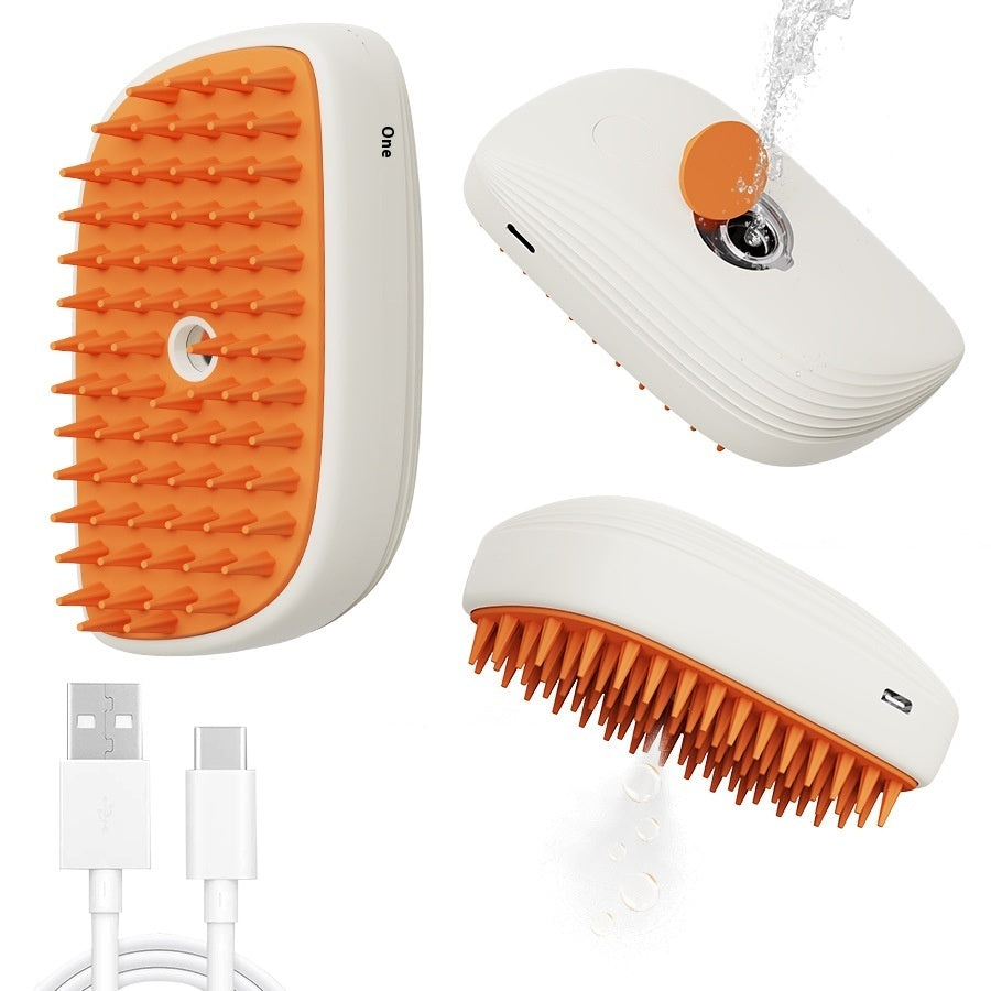 Cepillo de Vapor Recargable para Mascotas - Masajeador y Desenredador USB