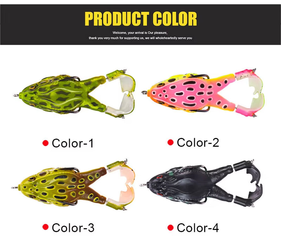 Flysand-Señuelo De Rana De Plástico, Cebo De Tubo Suave Con Ganchos De Pesca, Topwater Ray Frog, 3D Ojos Artificiales, Pesca De Carpa