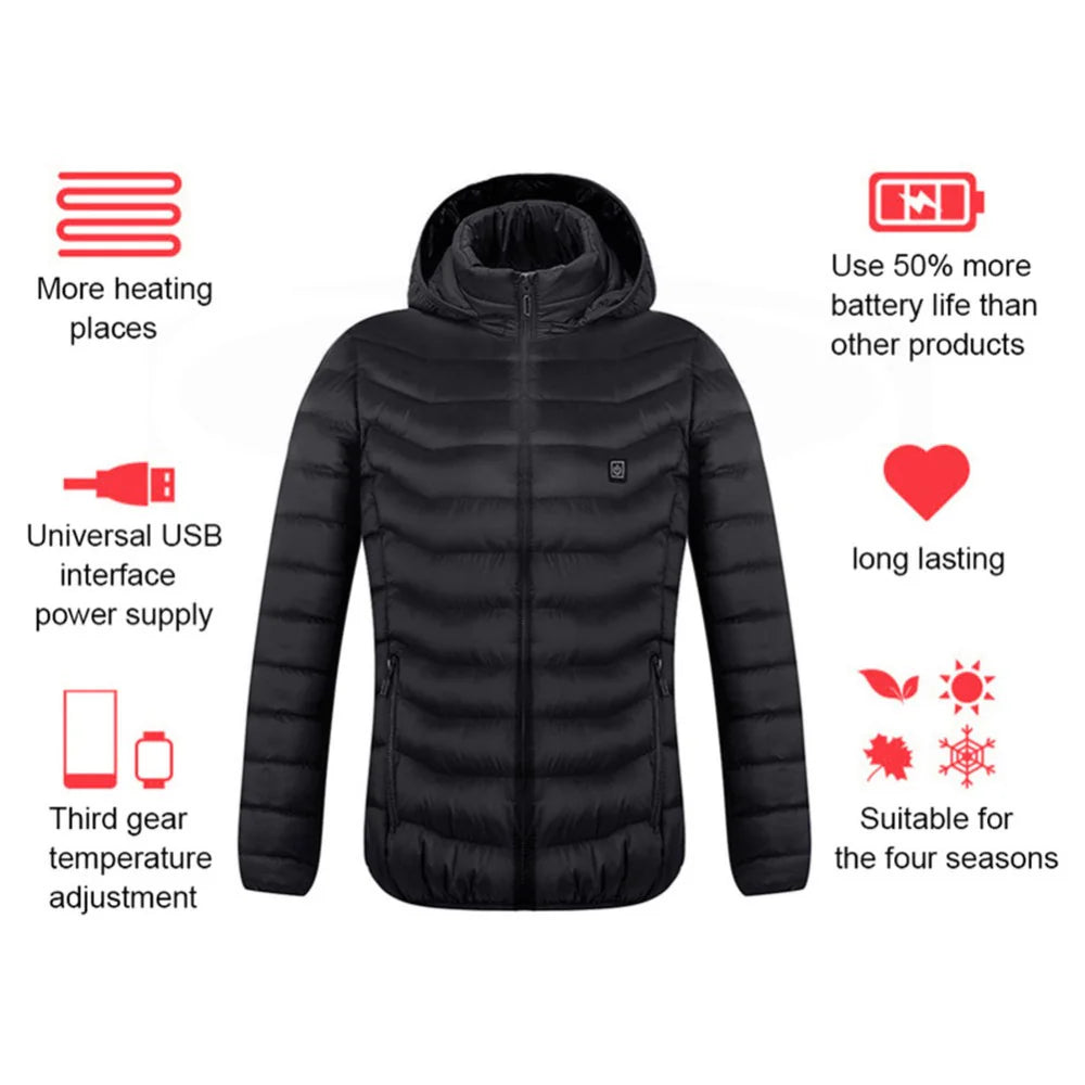 Nueva chaqueta con calefacción, chaqueta eléctrica USB, abrigo de algodón, ropa térmica, chaleco calefactable, ropa de hombre para invierno 🧥⚡❄️