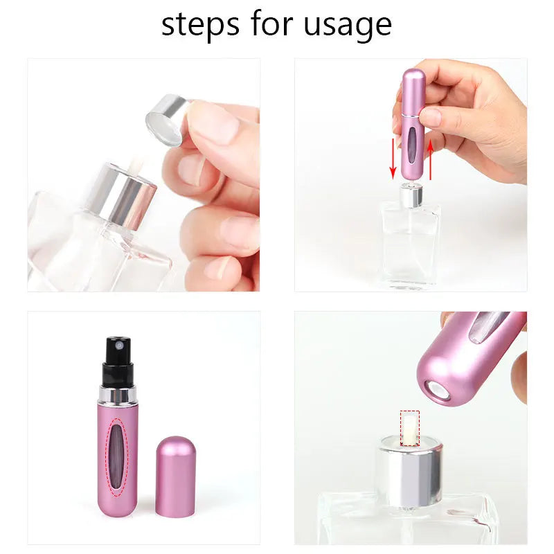 Botella De Recarga De Perfume De 5Ml, Mini Tarro De Pulverización Recargable Portátil, Bomba De Aroma, Envases Cosméticos Vacíos, Atomizador Para Herramienta De Viaje Caliente