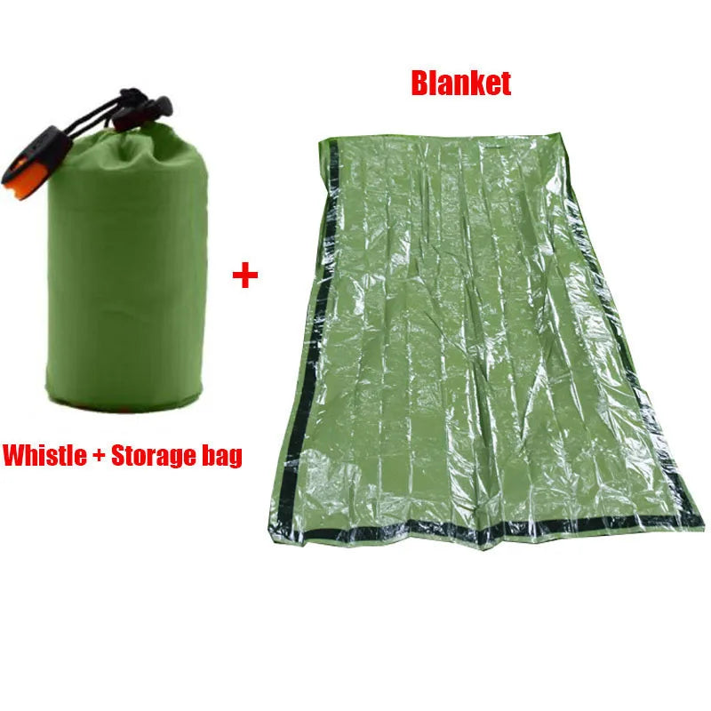 Saco De Dormir Portátil Impermeable Para Supervivencia De Emergencia, Equipo De Acampada Edc Para Exteriores, Saco Térmico, Botiquín De Rescate De Primeros Auxilios, Manta Mylar