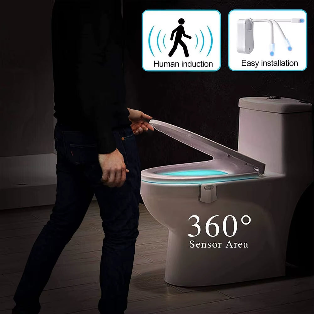 Luz Nocturna Para Inodoro Con Lámpara LED Con Sensor De Movimiento, Divertida Luz Nocturna Para Baño Que Cambia De 16 Colores, Añade En El Asiento De La Inodoro