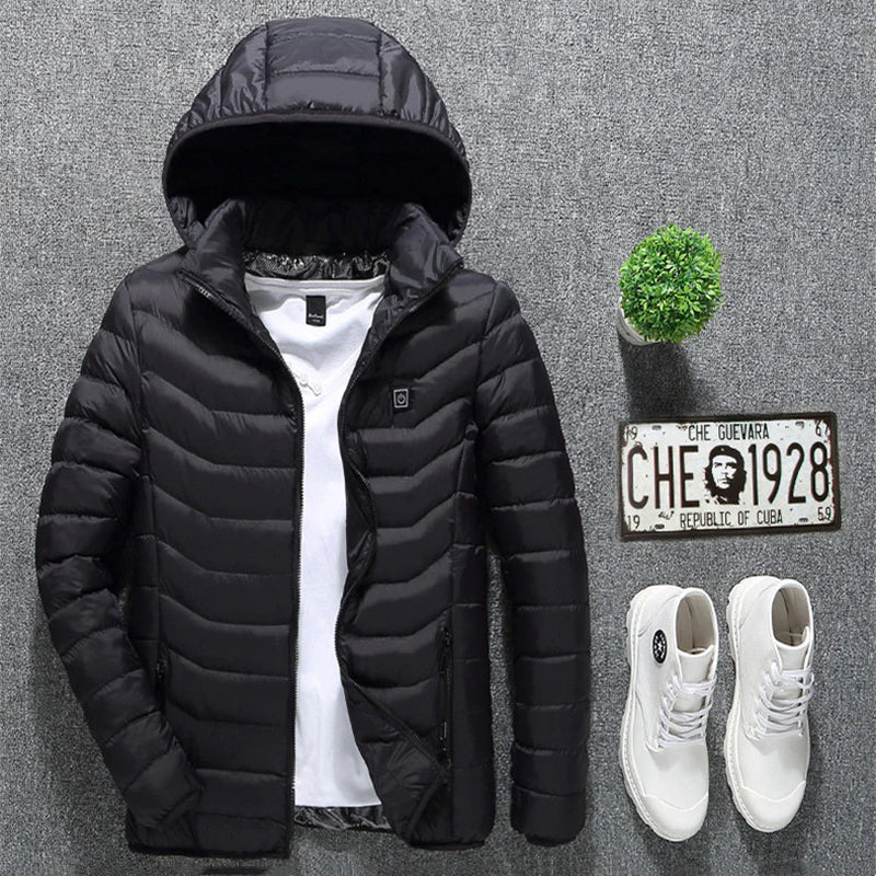 Nueva chaqueta con calefacción, chaqueta eléctrica USB, abrigo de algodón, ropa térmica, chaleco calefactable, ropa de hombre para invierno 🧥⚡❄️