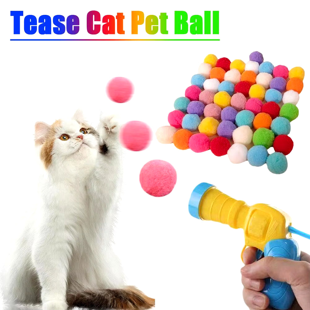Juguetes De Lanzamiento Interactivo Para Gatos, Juguete De Entrenamiento Para Mascotas, Mini Juegos De Pistola De Tiro Creativa, Bola De Felpa Elástica, Suministros Para Mascotas