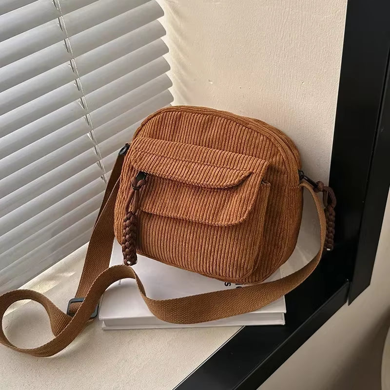 Bolso Cruzado Versátil Simple, Bolso Cuadrado Pequeño Informal a La Moda, Bolso De Hombro Personalizado Para Ir Al Trabajo, Tendencia Unisex De Pana