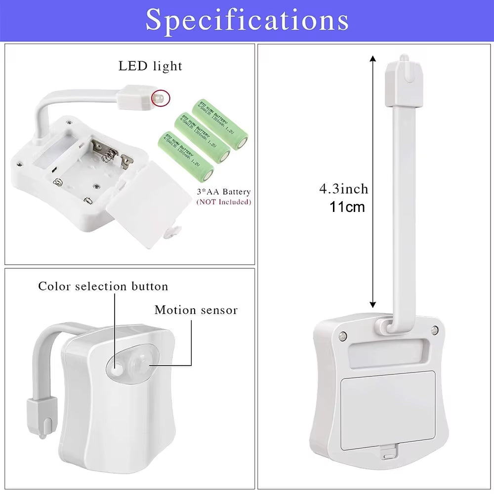 Luz Nocturna Para Inodoro Con Lámpara LED Con Sensor De Movimiento, Divertida Luz Nocturna Para Baño Que Cambia De 16 Colores, Añade En El Asiento De La Inodoro