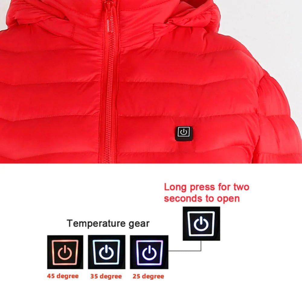 Nueva chaqueta con calefacción, chaqueta eléctrica USB, abrigo de algodón, ropa térmica, chaleco calefactable, ropa de hombre para invierno 🧥⚡❄️