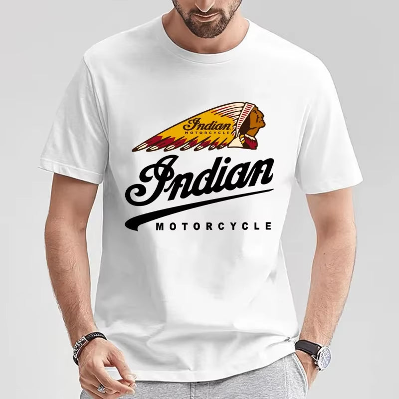 Camiseta Informal Para Hombre, Camisa Con Estampado De Los Indios Para Motocicleta, De Gran Tamaño, Para Motorista, Cafe Racer, Chopper, Ropa De Calle Vintage, S-3XL, 2025