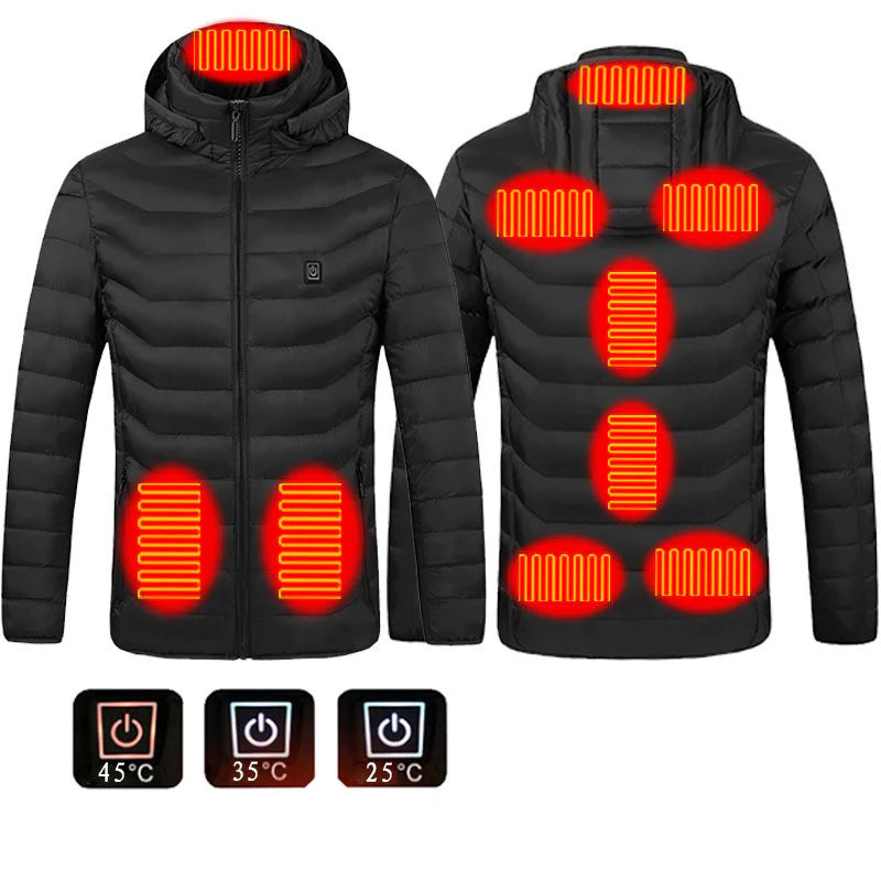 Nueva chaqueta con calefacción, chaqueta eléctrica USB, abrigo de algodón, ropa térmica, chaleco calefactable, ropa de hombre para invierno 🧥⚡❄️