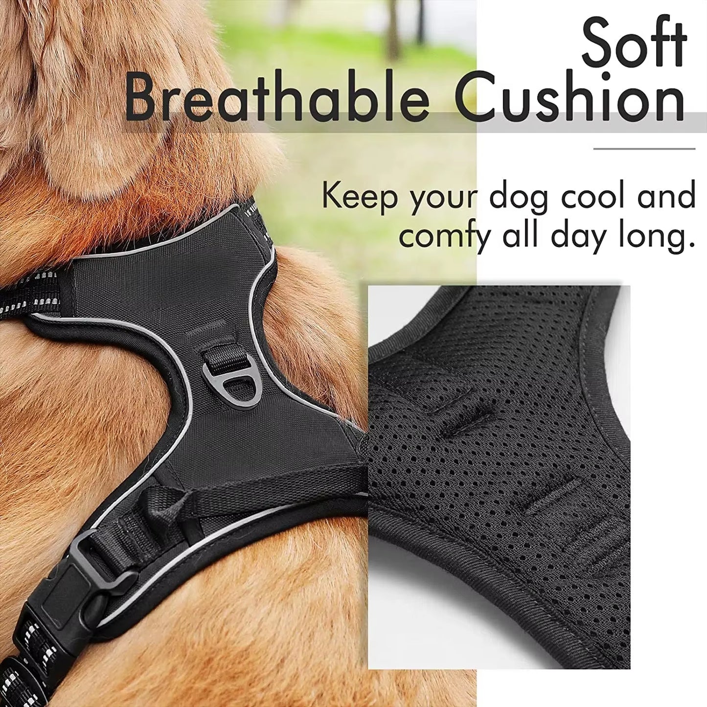 No Pull Dog Harness for Large Dogs,With Reflective Strips and Control Handle, Adjustable and Comfortable,No Choke Pet Harness 