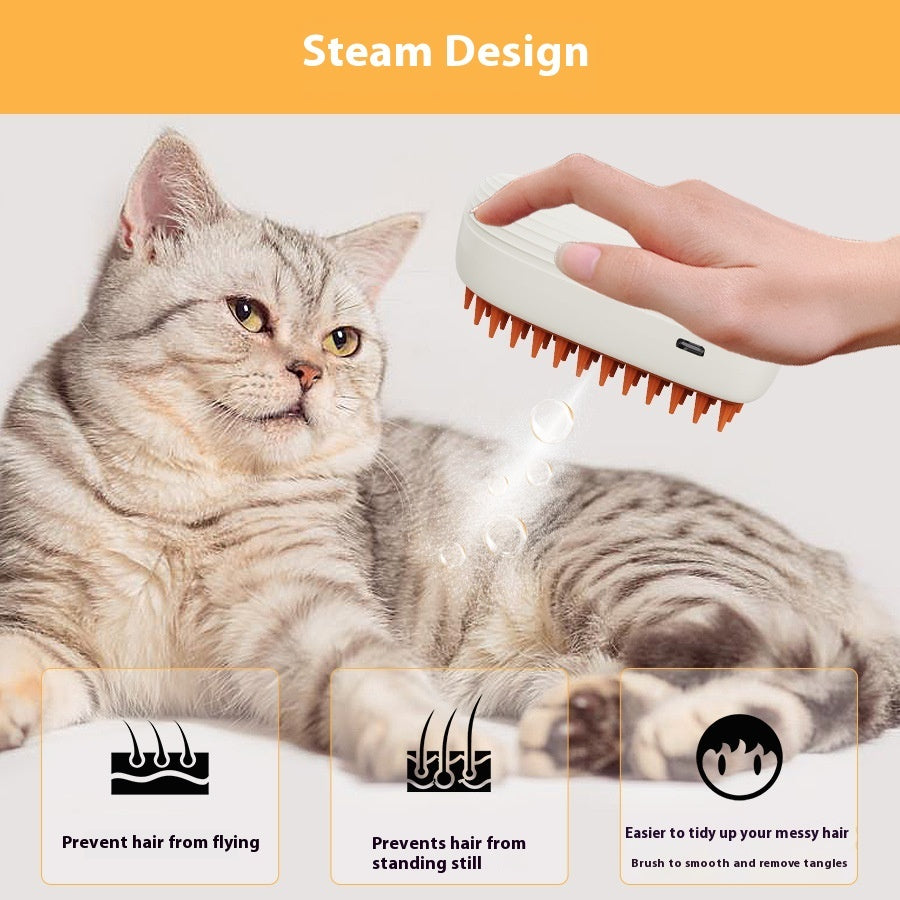 Cepillo de Vapor Recargable para Mascotas - Masajeador y Desenredador USB