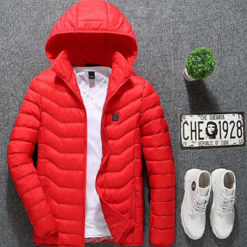 Nueva chaqueta con calefacción, chaqueta eléctrica USB, abrigo de algodón, ropa térmica, chaleco calefactable, ropa de hombre para invierno 🧥⚡❄️