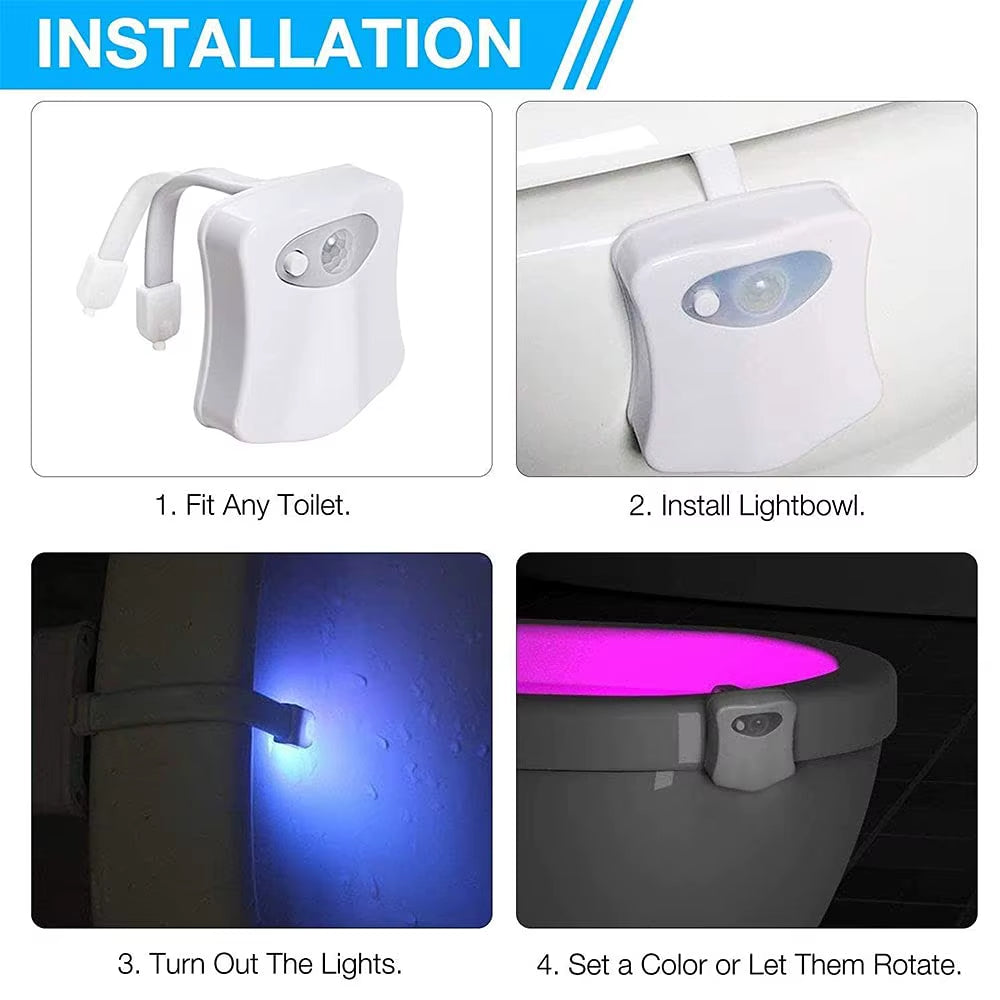 Luz Nocturna Para Inodoro Con Lámpara LED Con Sensor De Movimiento, Divertida Luz Nocturna Para Baño Que Cambia De 16 Colores, Añade En El Asiento De La Inodoro