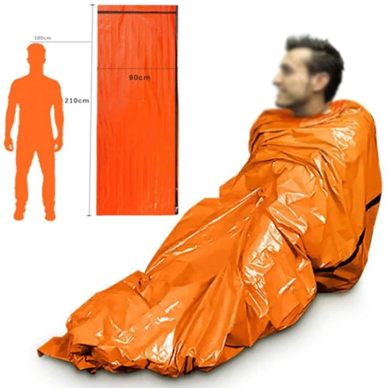 Saco De Dormir Portátil Impermeable Para Supervivencia De Emergencia, Equipo De Acampada Edc Para Exteriores, Saco Térmico, Botiquín De Rescate De Primeros Auxilios, Manta Mylar