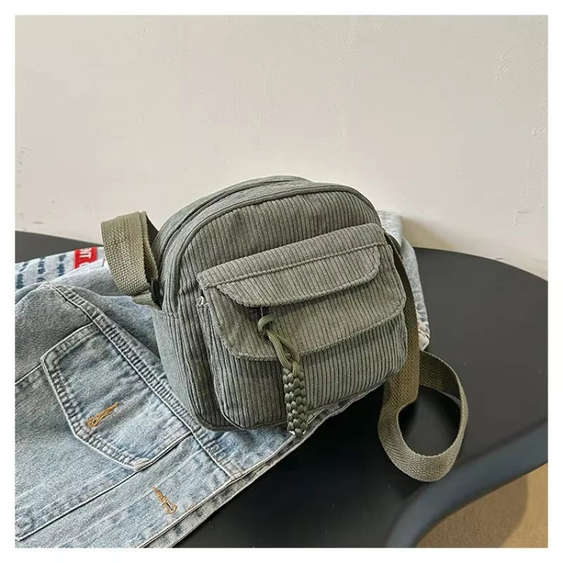 Bolso Cruzado Versátil Simple, Bolso Cuadrado Pequeño Informal a La Moda, Bolso De Hombro Personalizado Para Ir Al Trabajo, Tendencia Unisex De Pana