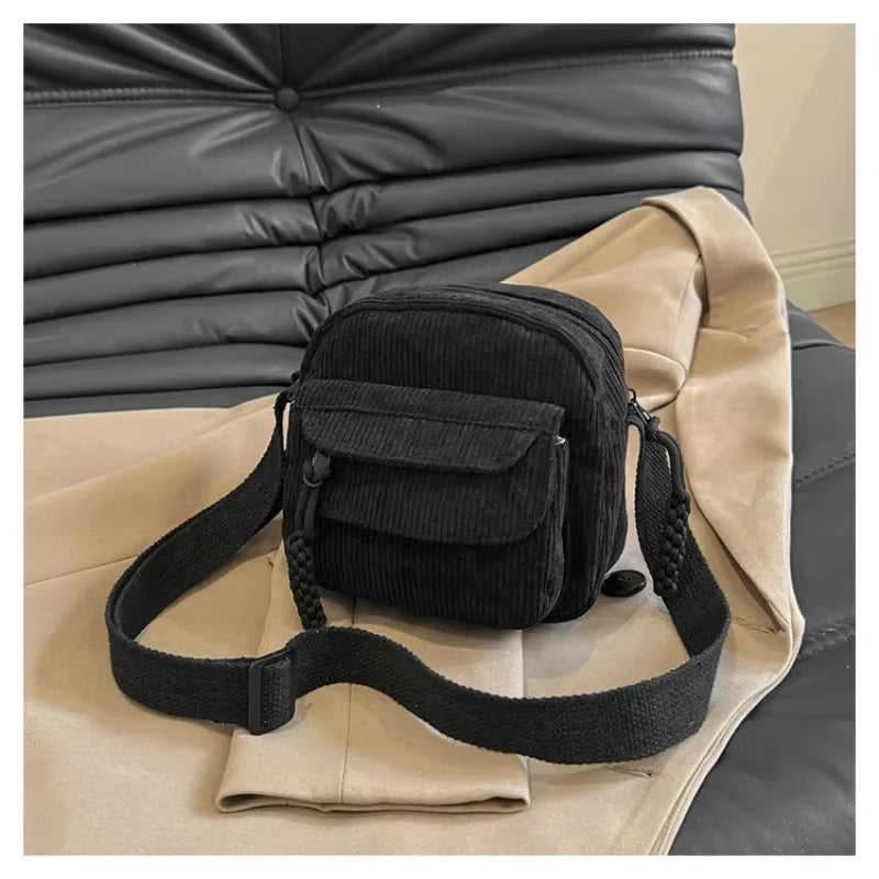 Bolso Cruzado Versátil Simple, Bolso Cuadrado Pequeño Informal a La Moda, Bolso De Hombro Personalizado Para Ir Al Trabajo, Tendencia Unisex De Pana
