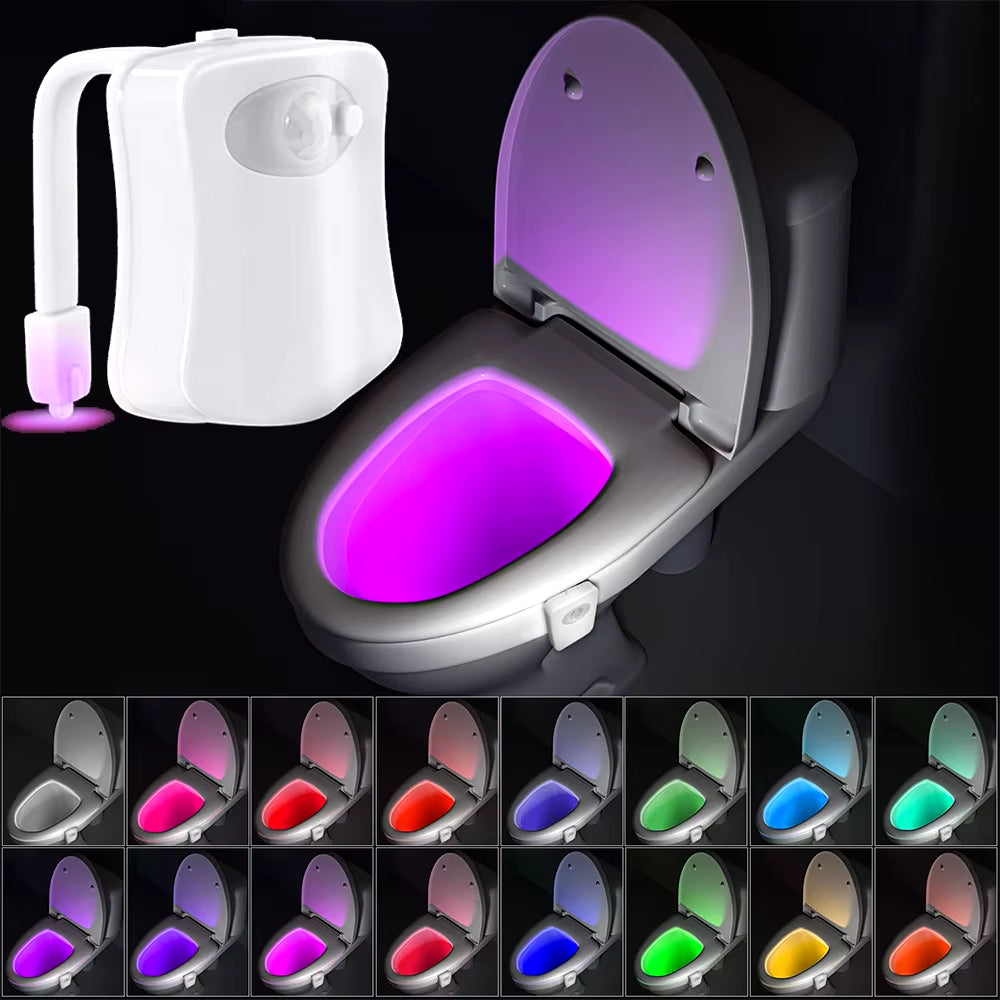 Luz Nocturna Para Inodoro Con Lámpara LED Con Sensor De Movimiento, Divertida Luz Nocturna Para Baño Que Cambia De 16 Colores, Añade En El Asiento De La Inodoro