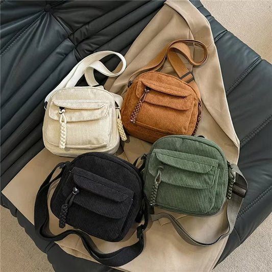Bolso Cruzado Versátil Simple, Bolso Cuadrado Pequeño Informal a La Moda, Bolso De Hombro Personalizado Para Ir Al Trabajo, Tendencia Unisex De Pana
