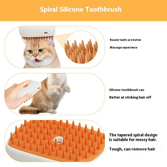 Cepillo de Vapor Recargable para Mascotas - Masajeador y Desenredador USB