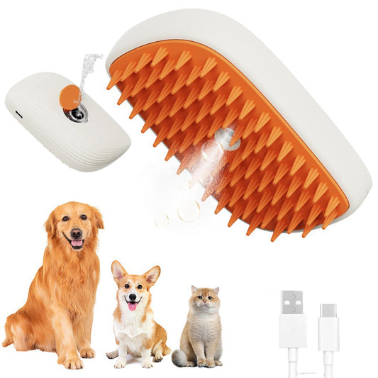 Cepillo de Vapor Recargable para Mascotas - Masajeador y Desenredador USB