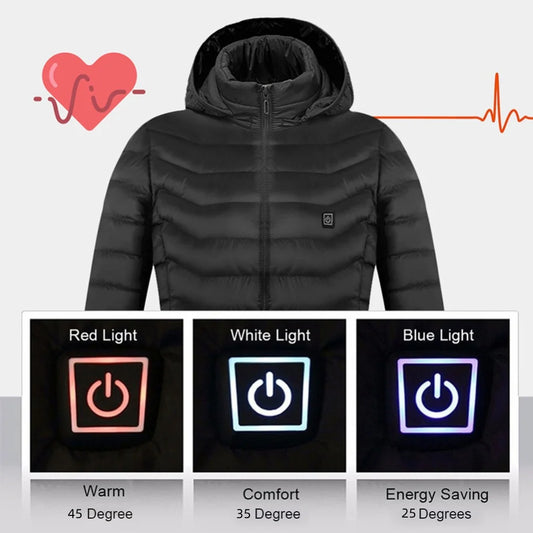 Nueva chaqueta con calefacción, chaqueta eléctrica USB, abrigo de algodón, ropa térmica, chaleco calefactable, ropa de hombre para invierno 🧥⚡❄️