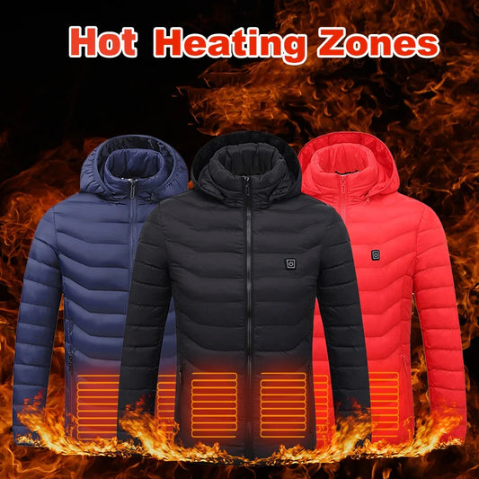 Nueva chaqueta con calefacción, chaqueta eléctrica USB, abrigo de algodón, ropa térmica, chaleco calefactable, ropa de hombre para invierno 🧥⚡❄️