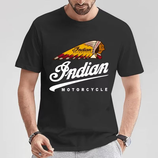 Camiseta Informal Para Hombre, Camisa Con Estampado De Los Indios Para Motocicleta, De Gran Tamaño, Para Motorista, Cafe Racer, Chopper, Ropa De Calle Vintage, S-3XL, 2025