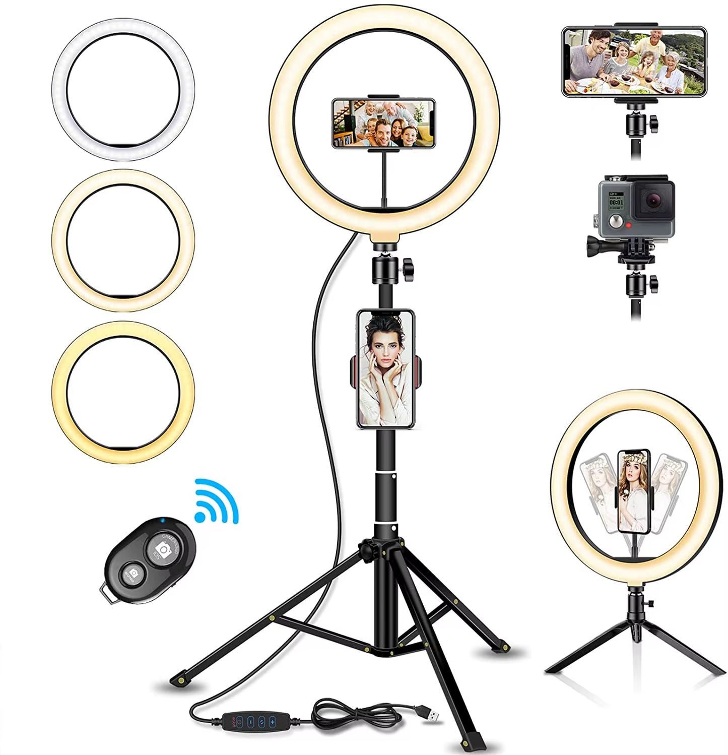 Aro de Luz LED 26cm con Trípode y Soporte para Móvil – Ideal para TikTok, YouTube, Instagram y Más