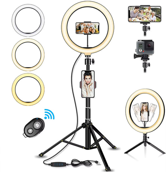 Aro de Luz LED 26cm con Trípode y Soporte para Móvil – Ideal para TikTok, YouTube, Instagram y Más