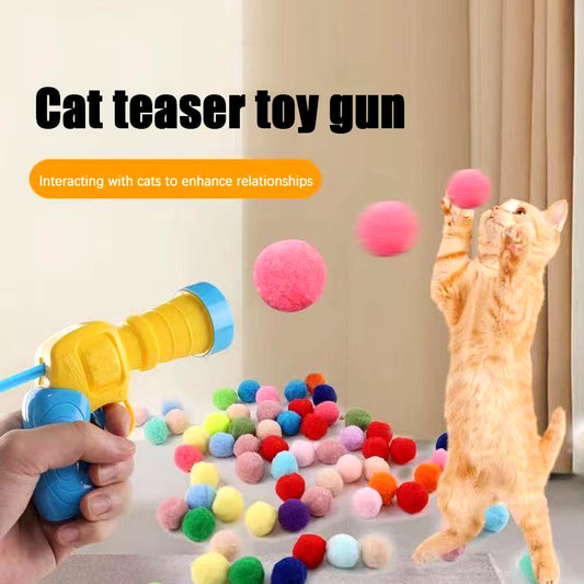 Juguetes De Lanzamiento Interactivo Para Gatos, Juguete De Entrenamiento Para Mascotas, Mini Juegos De Pistola De Tiro Creativa, Bola De Felpa Elástica, Suministros Para Mascotas