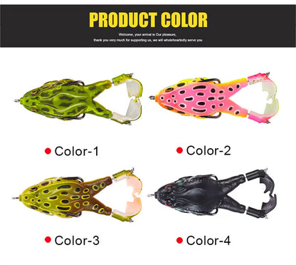 Flysand-Señuelo De Rana De Plástico, Cebo De Tubo Suave Con Ganchos De Pesca, Topwater Ray Frog, 3D Ojos Artificiales, Pesca De Carpa