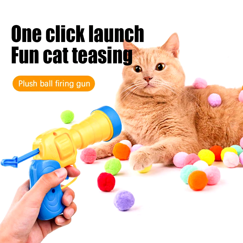 Juguetes De Lanzamiento Interactivo Para Gatos, Juguete De Entrenamiento Para Mascotas, Mini Juegos De Pistola De Tiro Creativa, Bola De Felpa Elástica, Suministros Para Mascotas