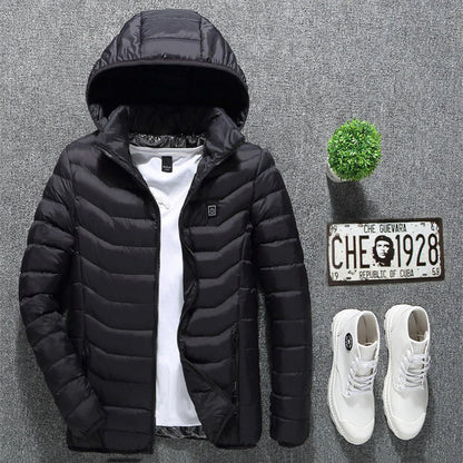 Nueva chaqueta con calefacción, chaqueta eléctrica USB, abrigo de algodón, ropa térmica, chaleco calefactable, ropa de hombre para invierno 🧥⚡❄️