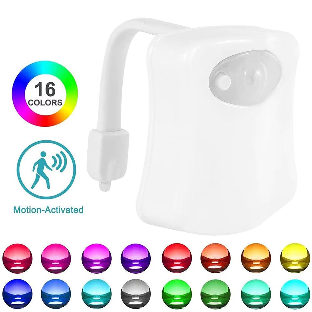 Luz Nocturna Para Inodoro Con Lámpara LED Con Sensor De Movimiento, Divertida Luz Nocturna Para Baño Que Cambia De 16 Colores, Añade En El Asiento De La Inodoro