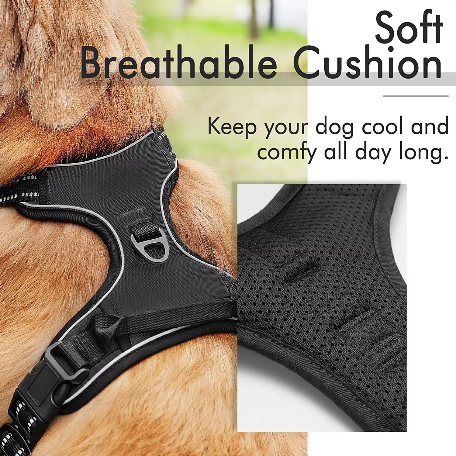 No Pull Dog Harness for Large Dogs,With Reflective Strips and Control Handle, Adjustable and Comfortable,No Choke Pet Harness ﻿