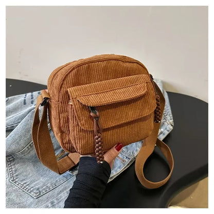 Bolso Cruzado Versátil Simple, Bolso Cuadrado Pequeño Informal a La Moda, Bolso De Hombro Personalizado Para Ir Al Trabajo, Tendencia Unisex De Pana
