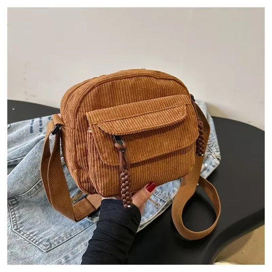 Bolso Cruzado Versátil Simple, Bolso Cuadrado Pequeño Informal a La Moda, Bolso De Hombro Personalizado Para Ir Al Trabajo, Tendencia Unisex De Pana