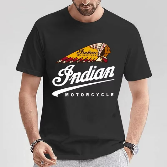 Camiseta Informal Para Hombre, Camisa Con Estampado De Los Indios Para Motocicleta, De Gran Tamaño, Para Motorista, Cafe Racer, Chopper, Ropa De Calle Vintage, S-3XL, 2025